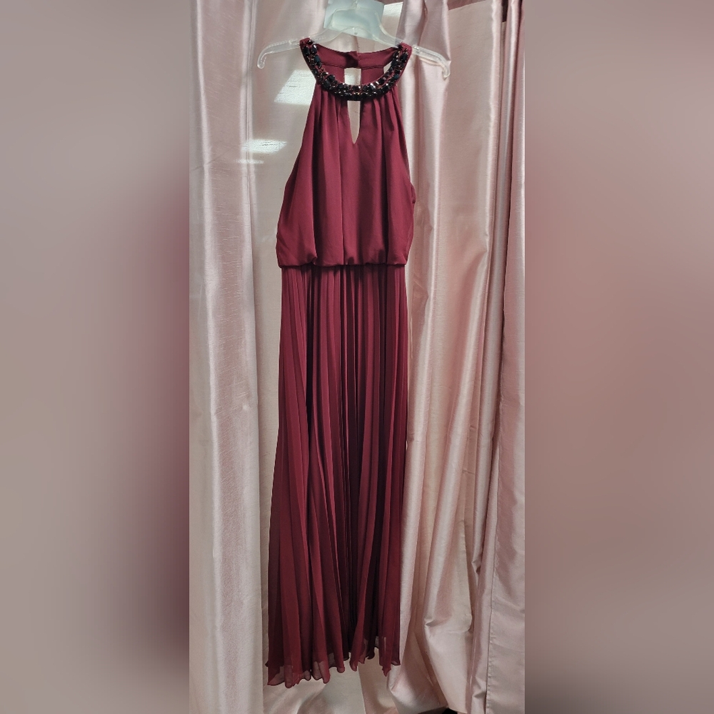 bisou bisou halter dress Red Pleated Gown for Weddings child:Pale Yellow Luxe Satin